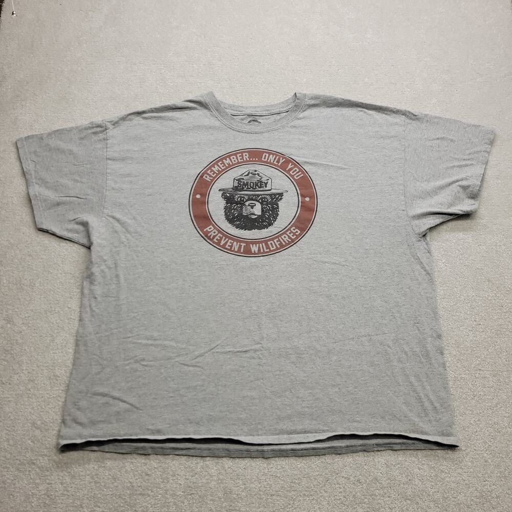 Smokey Bear Graphic T Shirt Mens 3X Gray Prevent Wildfires Logo Tee